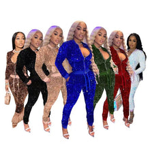 Load image into Gallery viewer, Sexy sequined velvet stitching suit(AY1546)