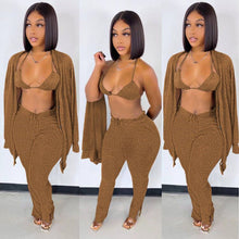 Load image into Gallery viewer, Fashion long-sleeved woolen jacket and trousers three-piece suit(AY1446)