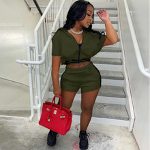 Load image into Gallery viewer, Fashion Solid Color Thread Splicing Two Piece Set(AY1858)