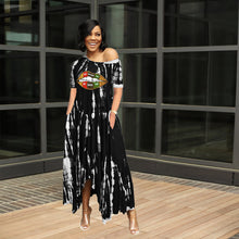 Load image into Gallery viewer, Slit half-length tie-dye wide-neck dress AY1131