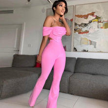 Load image into Gallery viewer, Fashionable one-shoulder flared pants suit(AY1655)