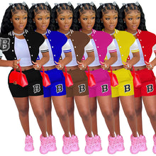 Load image into Gallery viewer, Fashion letter stitching shorts baseball uniform two piece set(AY1782)