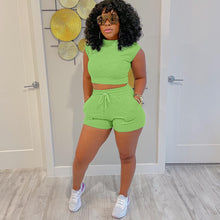Load image into Gallery viewer, Drawstring shorts casual vest two piece set( AY1969)