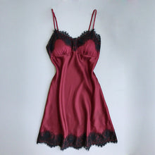Load image into Gallery viewer, Sexy V-neck Lace Trim Sling Nightdress(AY1604)