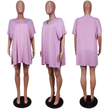 Load image into Gallery viewer, V-neck split top and shorts two-piece set AY2055