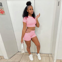 Load image into Gallery viewer, Sexy solid color shorts top two-piece set(AY1847)