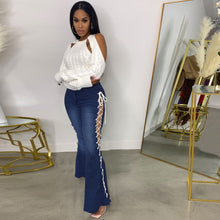 Load image into Gallery viewer, High-rise slim-fit lace-up jeans(AY1618)