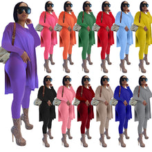 Load image into Gallery viewer, Solid color mid-length slit long-sleeved trousers suit(AY1297)