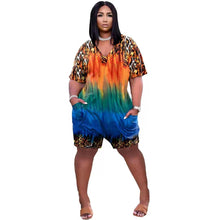 Load image into Gallery viewer, Leopard print gradient loose V-neck jumpsuit