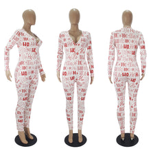 Load image into Gallery viewer, Christmas letter print jumpsuit(AY1568)