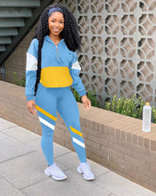 Load image into Gallery viewer, Multicolor stitching casual sports suit