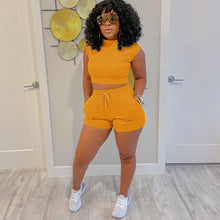 Load image into Gallery viewer, Drawstring shorts casual vest two piece set( AY1969)
