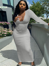 Load image into Gallery viewer, Deep V-neck Slim Sexy Long Sleeve Long Dress(AY1257)