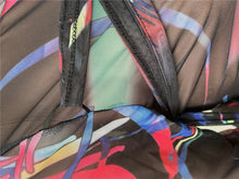 Load image into Gallery viewer, Sexy mesh lace-up print dress