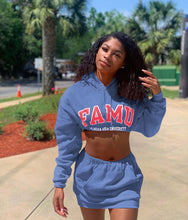 Load image into Gallery viewer, Trendy hip skirt and hooded sweater two-piece suit(AY1378)