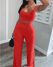 Load image into Gallery viewer, Vest wide leg pants leisure set AY1055