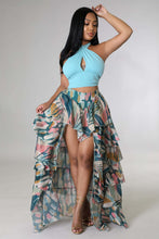 Load image into Gallery viewer, Regular split skirt printed mesh cake skirt AY1918