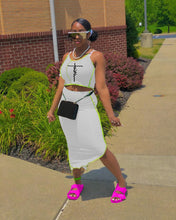 Load image into Gallery viewer, Fashion Letter Contrast Color Sling Pack Hip Skirt Two Piece Set(AY1767)