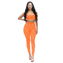 Load image into Gallery viewer, Fashion mesh print vest trousers two piece set(AY1737)
