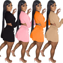 Load image into Gallery viewer, Sexy Tie Long Sleeve Skirt Two Piece Set(AY1786)