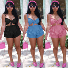 Load image into Gallery viewer, Ruffle wrap chest tie strap two piece set AY1927