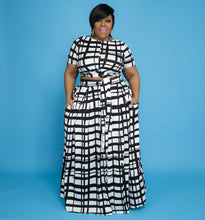 Load image into Gallery viewer, Plus size stripe printing two-piece suit AY1047