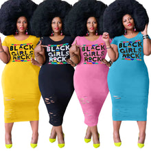 Load image into Gallery viewer, Casual broken hole printed plus dress AY1077