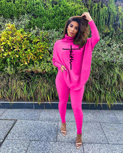 Load image into Gallery viewer, Fashion letter print bat sleeve slit suit(AY1519)