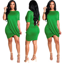 Load image into Gallery viewer, New round neck irregular Pleated Dress AY1866