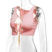 Load image into Gallery viewer, Sexy Metal Chain Cropped Tank Top T-Shirt(AY1832)
