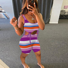 Load image into Gallery viewer, Fashion stripe lace up dress AY1886