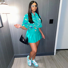 Load image into Gallery viewer, Shirt pleated sexy skirt two piece set AY1979