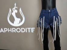 Load image into Gallery viewer, Colorful webbing fringed denim shorts AY1011