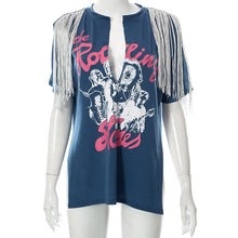 Load image into Gallery viewer, Fashion Printed Fringe Short Sleeve T-Shirt(AY1793)