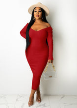 Load image into Gallery viewer, Slim sexy big V-neck off-the-shoulder dress(AY1487)