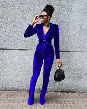 Load image into Gallery viewer, Solid color small suit flared pants suit(AY1390)