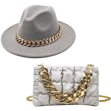 Load image into Gallery viewer, Fashion chain jazz hat chain bag two piece set(4099)