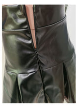 Load image into Gallery viewer, Fashion Print T-Shirt Pleated Leather Skirt Two Piece Set(AY1781)