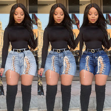 Load image into Gallery viewer, Stretch jeans shorts tie shorts AY1090