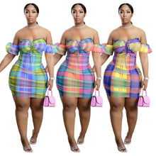Load image into Gallery viewer, Mesh color contrast dress AY2066