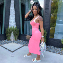 Load image into Gallery viewer, Solid color stitching vest dress AY1012