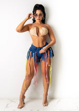 Load image into Gallery viewer, Colorful webbing fringed denim shorts AY1011