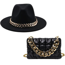 Load image into Gallery viewer, Fashion chain jazz hat chain bag two piece set(4099)