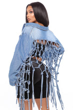 Load image into Gallery viewer, Back mesh fringed denim jacket women(AY1245)