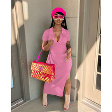 Load image into Gallery viewer, Sexy solid color pit strip long dress(AY1819)