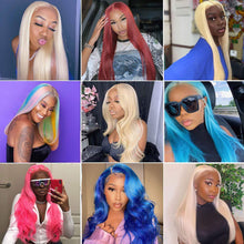 Load image into Gallery viewer, 613 Human hair 4*4 front lace straight hair wigs(AH5027)