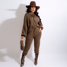 Load image into Gallery viewer, Letter puff sleeve two-piece suit(AY1602)