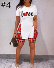 Load image into Gallery viewer, Casual Letter Print Short Sleeve Top Shorts Set(AY1828)