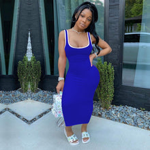 Load image into Gallery viewer, Solid color stitching vest dress AY1012