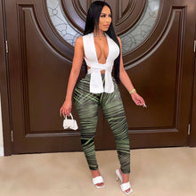 Load image into Gallery viewer, Hot sale sexy wrap chest print trousers set(AY1857)